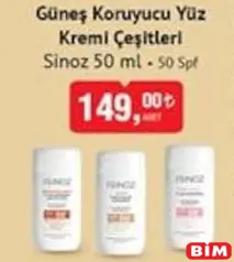 SİNOZ GÜNEŞ KORUYUCU YÜZ KREMİ ÇEŞİTLERİ 50 ML